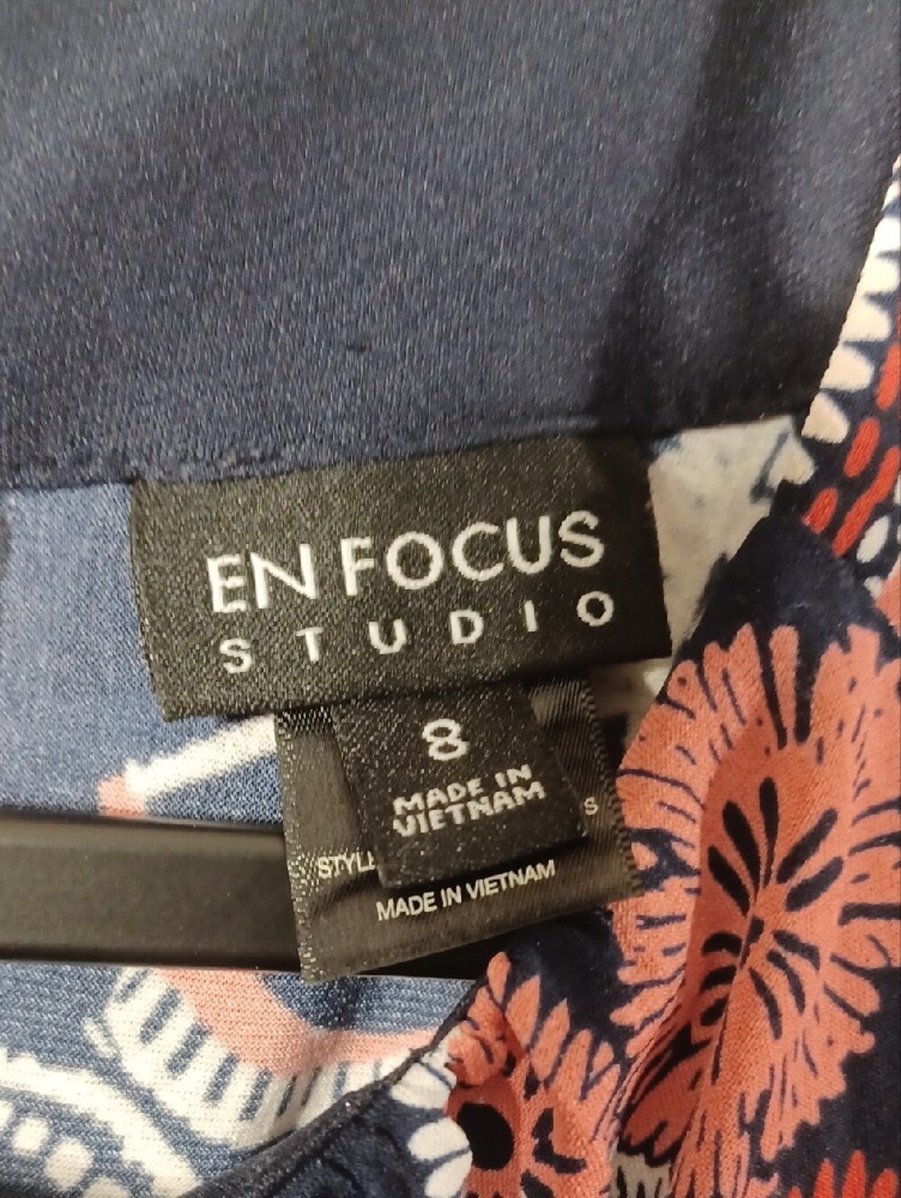Enfocus Studio Navy Maxi Dress with Coral and White Floral Print - Picture 3 of 11